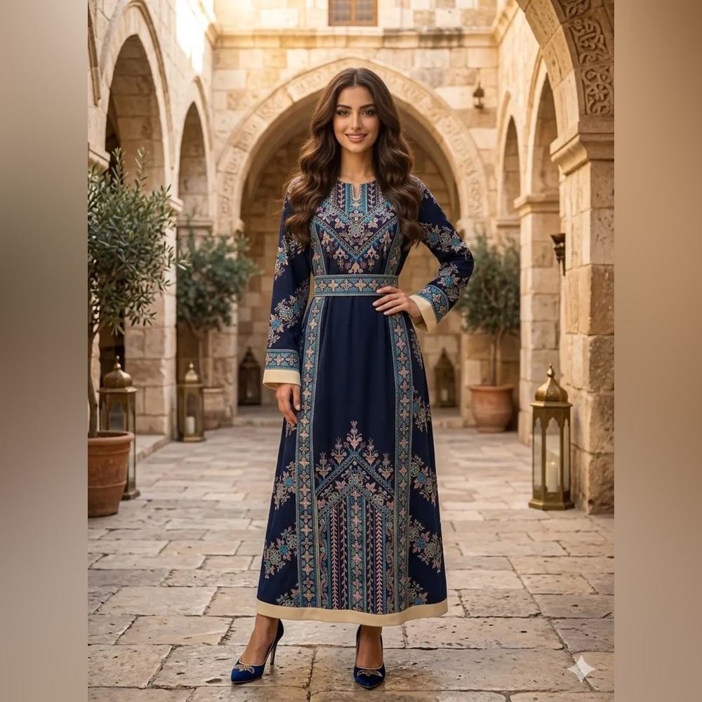 LIKE NEW Hand-Embroidered Traditional Palestinian Thobe — Moon of Jerusalem 3
